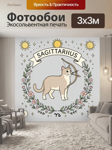 Фотообои Кот-Стрелец с луком