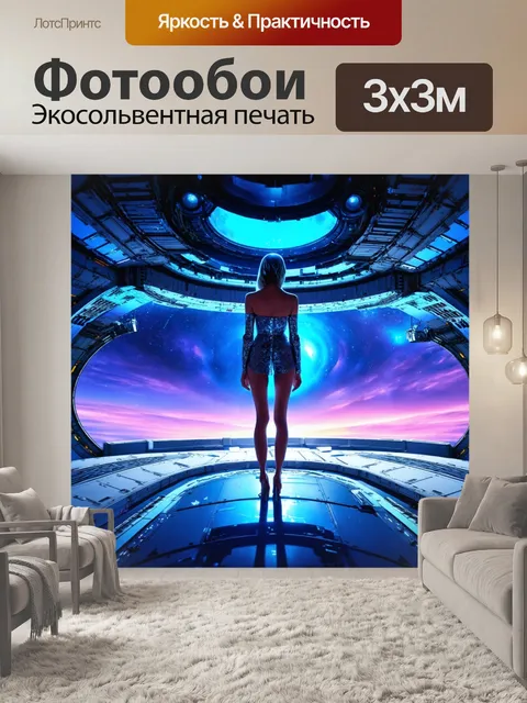 Фотообои мода в мире фантастики с эффектами гравитации и необычными формами, фоновая среда - космическая станция