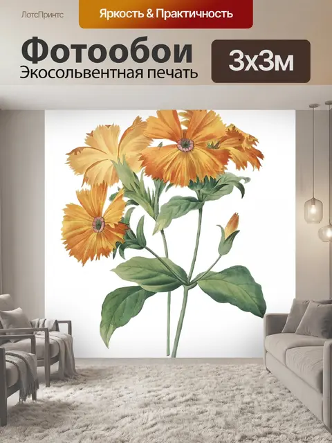 Фотообои Оранжевый старинный цветок Клипарт