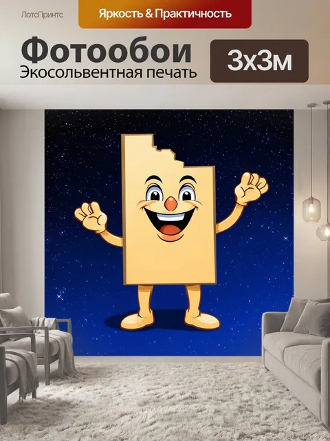 Фотообои египет в стиле маскот, показывающие карта из бумаги, который дарит веселье и радость на фоне звездного неба
