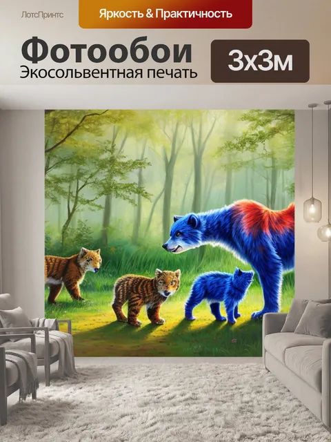 Фотообои с медвежатами в лесу