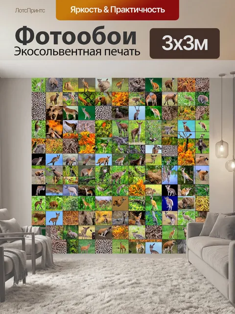 Фотообои животные в стиле лоскутный коллаж
