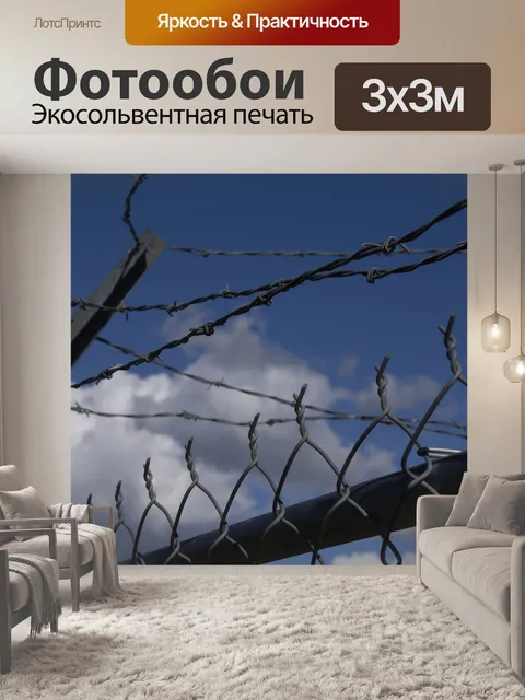 Фотообои Забор из колючей проволоки