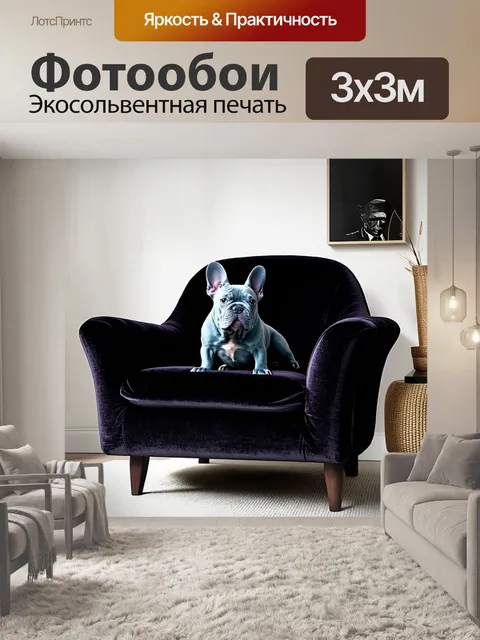 Фотообои синий французский бульдог
