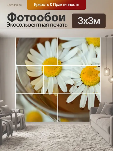 Фотообои Ромашка чайная коллаж