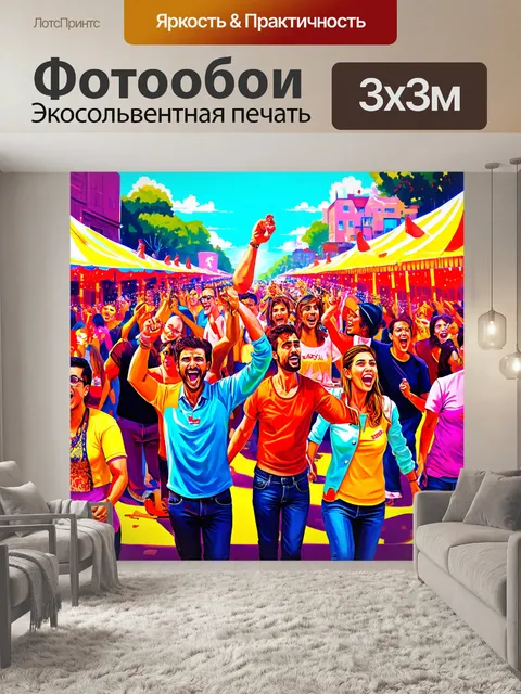 Фотообои сцена с людьми, празднующими на фестивале