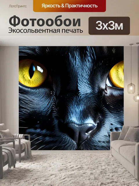 Фотообои с черным котом крутой