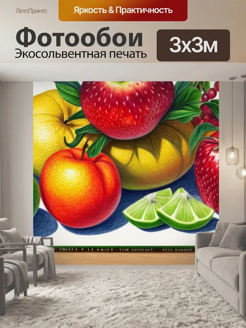Фотообои натюрморт с фруктами карандашом цветным