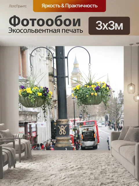 Фотообои Лондон подвесных корзинах Цветы