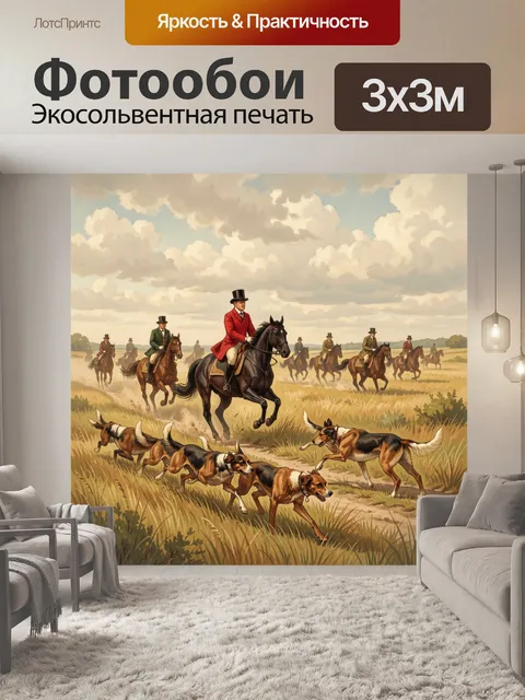 Фотообои Охота с собаками на лошадях