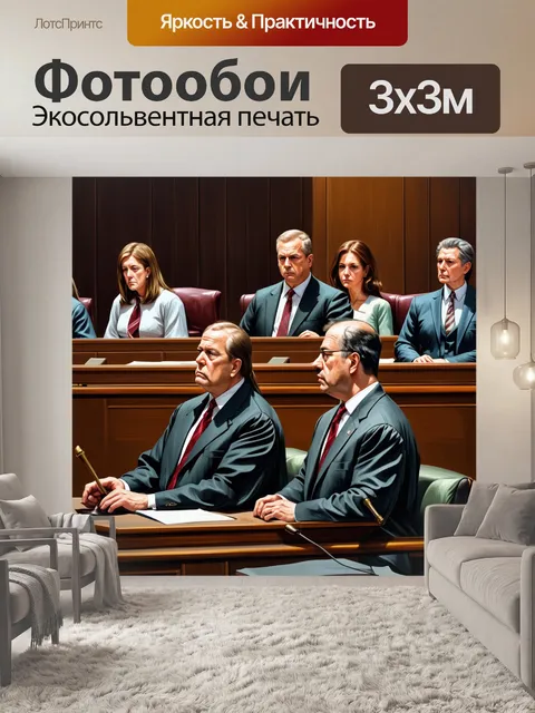 Фотообои сцена судебного разбирательства с акцентом на судебный процесс