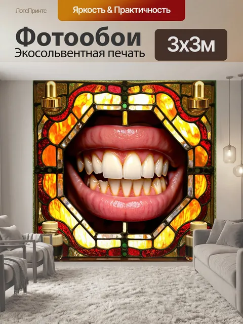 Фотообои улыбающиеся зубы в окружении великолепных масел
