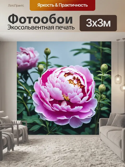 Фотообои пионы в стиле минимализм