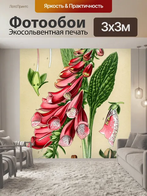 Фотообои Цветок красный винтаж арт