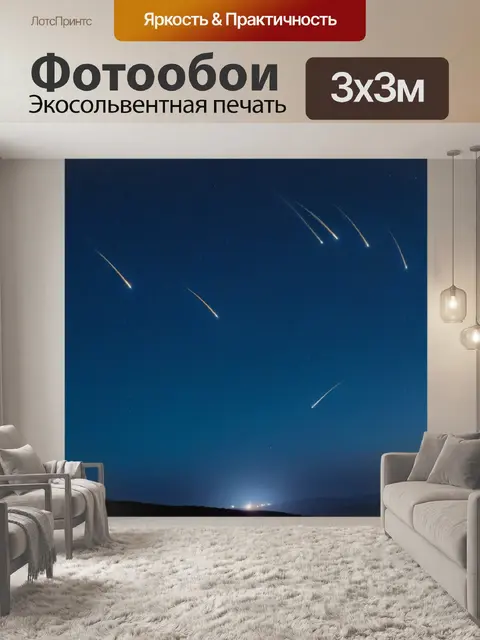 Фотообои луна и звездопад