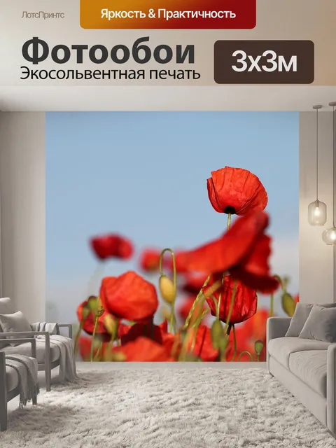 Фотообои Красные маки на ветру