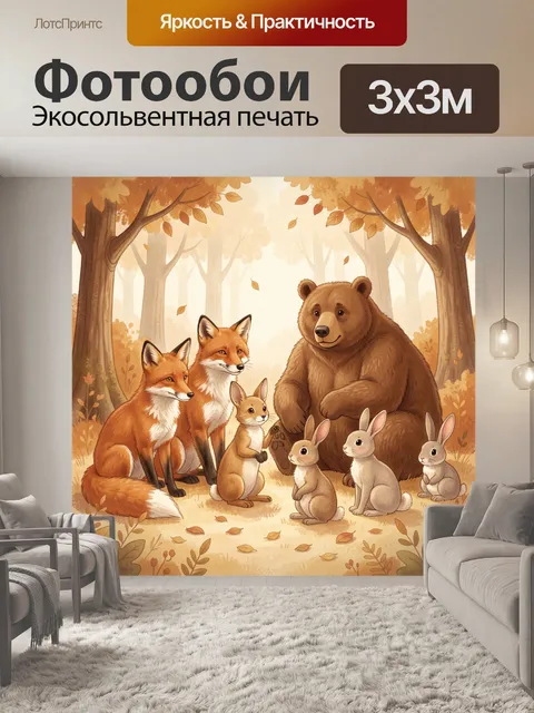 Фотообои Лесная компания зверят