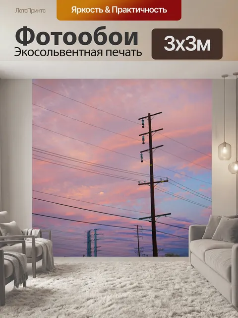 Фотообои Электрические линии на закате