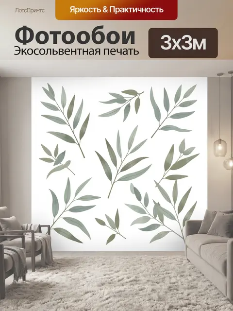 Фотообои Эвкалиптовые ветви на белом фоне