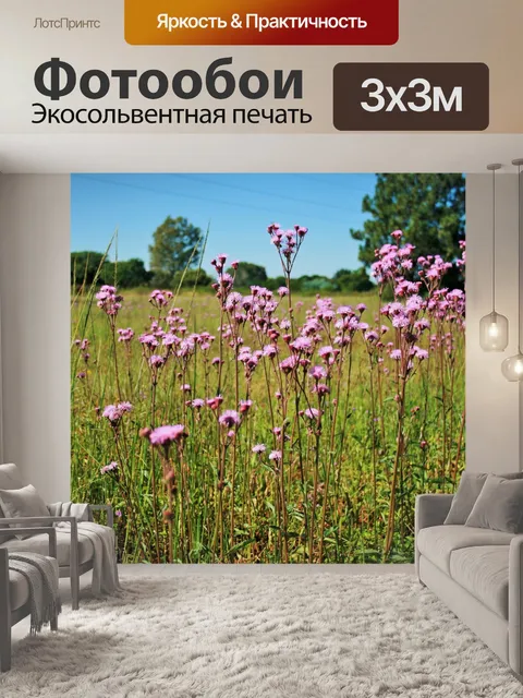 Фотообои Розовый чертополох в степи