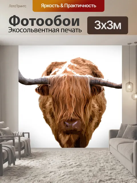 Фотообои Картина коровы Хайленд