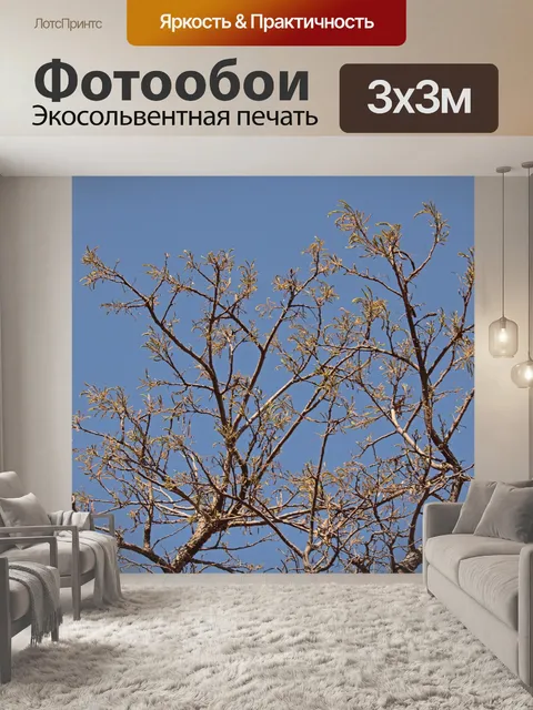 Фотообои сложные желтые листья на дереве