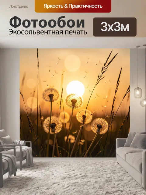 Фотообои Одуванчики в лучах заката