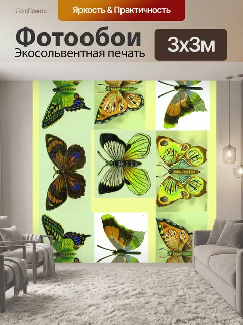 Фотообои Зеленый коллаж из бабочек