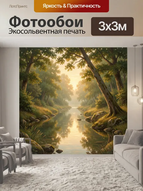 Фотообои Лесная река в лучах солнца