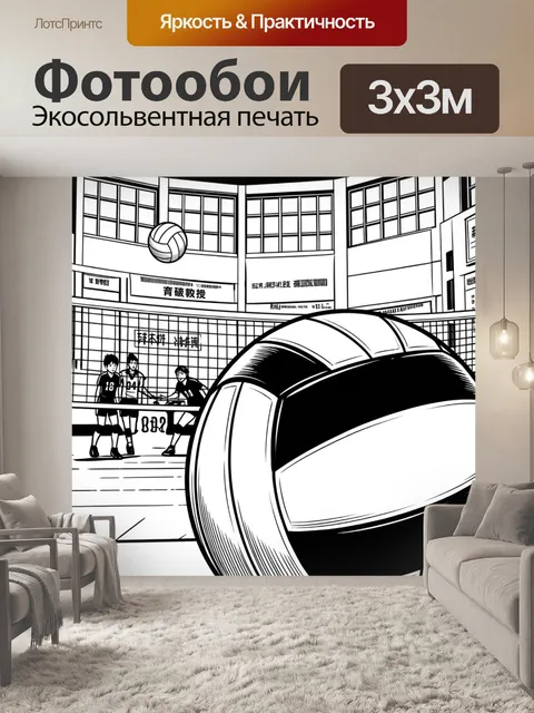 Фотообои с аниме волейбол чернобелый