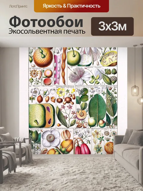 Фотообои Винтажные арт-ботанические фрукты