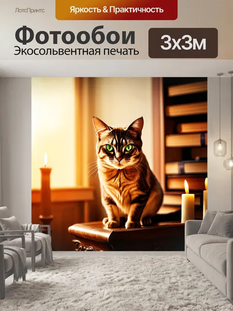 Фотообои ориентальная короткошерстная кошка с зелеными глазами