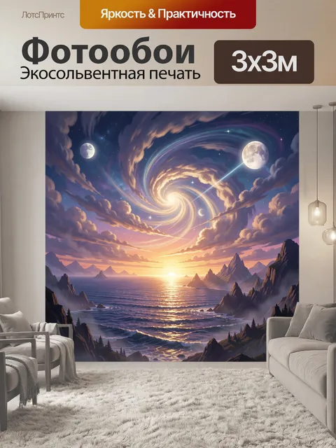 Фотообои Космический закат над морем