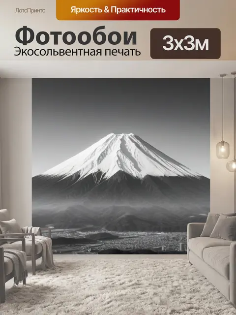Фотообои пейзаж с фудзиямой чернобелый