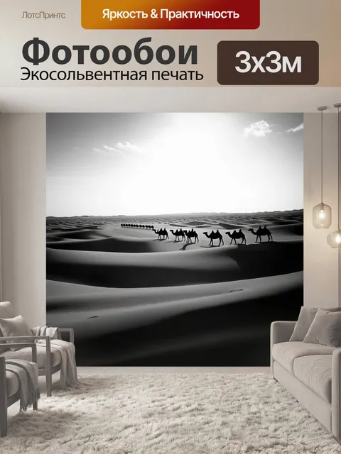 Фотообои черно-белый с изображением пустыни