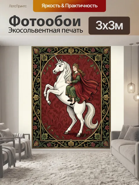 Фотообои Принцесса на белом единороге