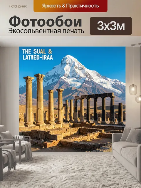 Фотообои Античные колонны и снежная гора