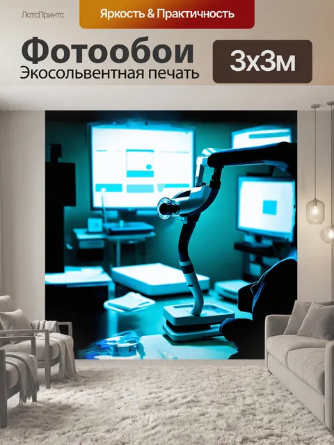 Фотообои ларингоскоп в центре композиции на фоне ярко освещенного кабинета неотложной помощи