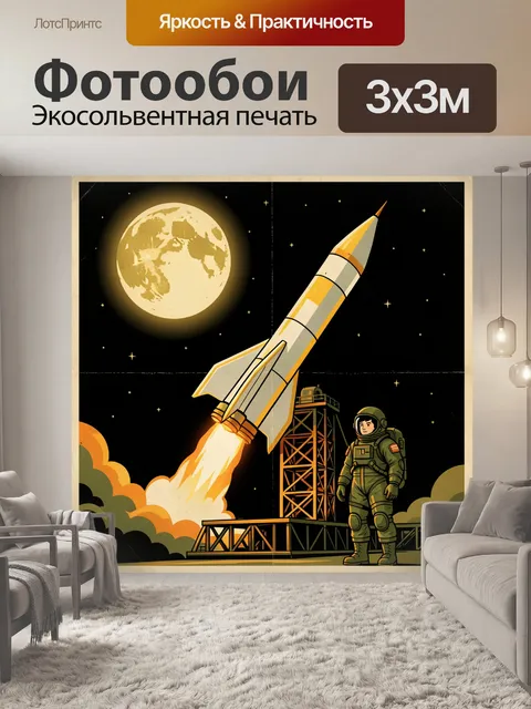 Фотообои Запуск ракеты ночью