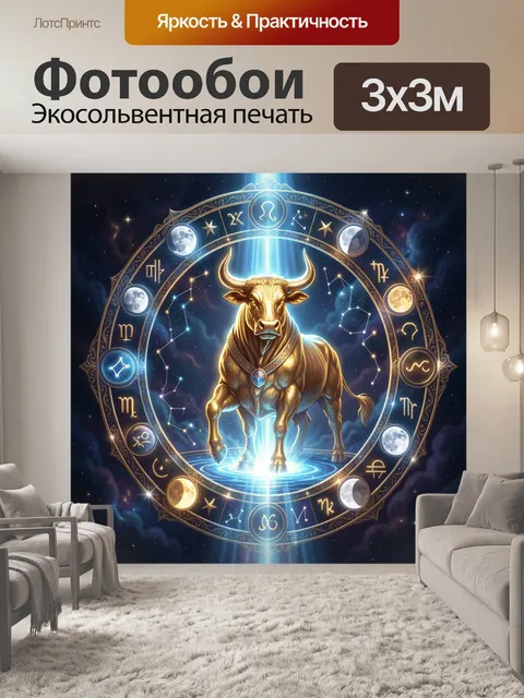 Фотообои Золотой бык в знаках зодиака