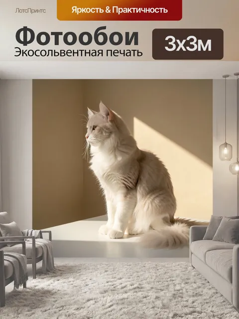 Фотообои Изображение светлой пушистой кошки