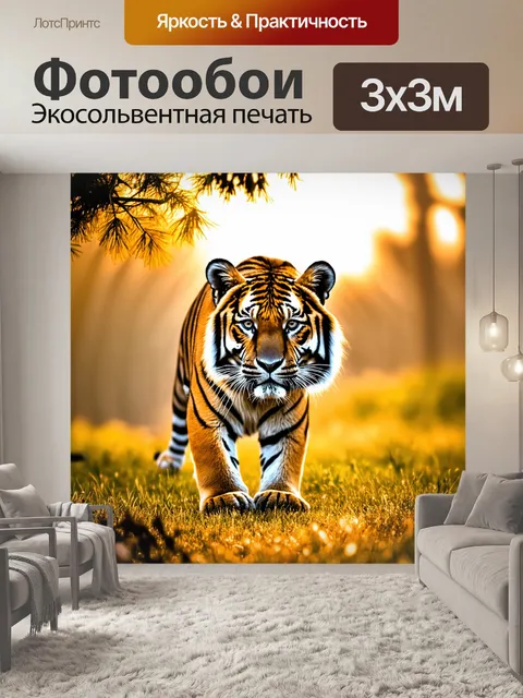 Фотообои амурский тигр, играющий в низкой траве, с пушистой головой, полной любопытства
