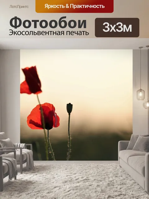Фотообои Красный букет маков