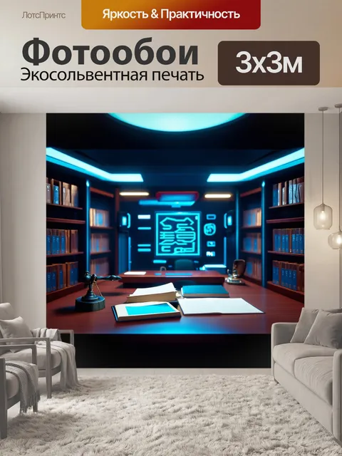Фотообои технологичный офис юриста, выполненный в футуристическом 3d-стиле