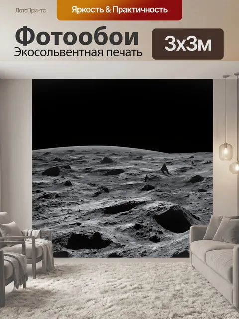 Фотообои черно-белый с изображением внеземного пейзажа