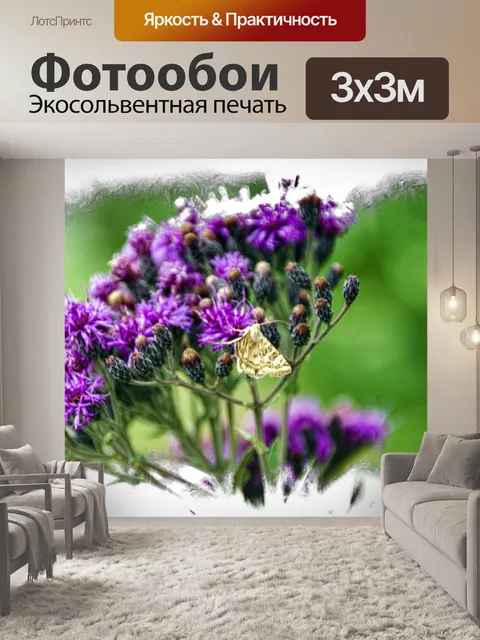 Фотообои Бабочка на полевых цветах
