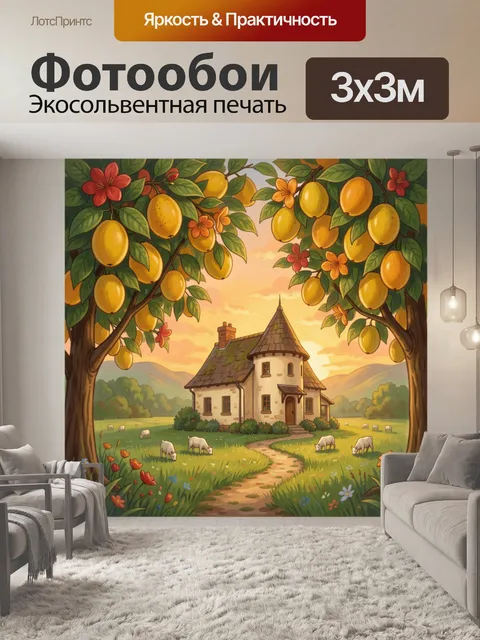 Фотообои Сказочный дом среди лимонных деревьев
