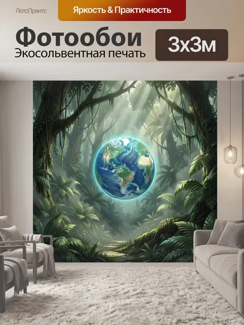 Фотообои Земной шар в тропических джунглях