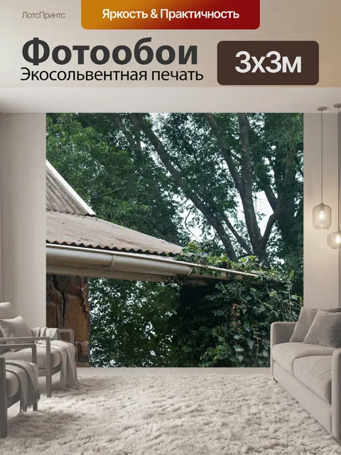 Фотообои плющ растет на столб на углу