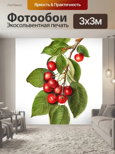 Фотообои Фрукты винтажные вишни арт